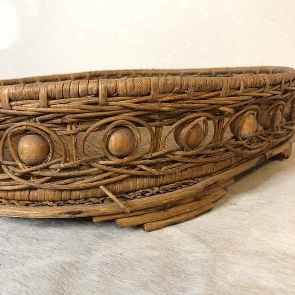 Vintage Boho Wicker Tray - Picture 3 of 6